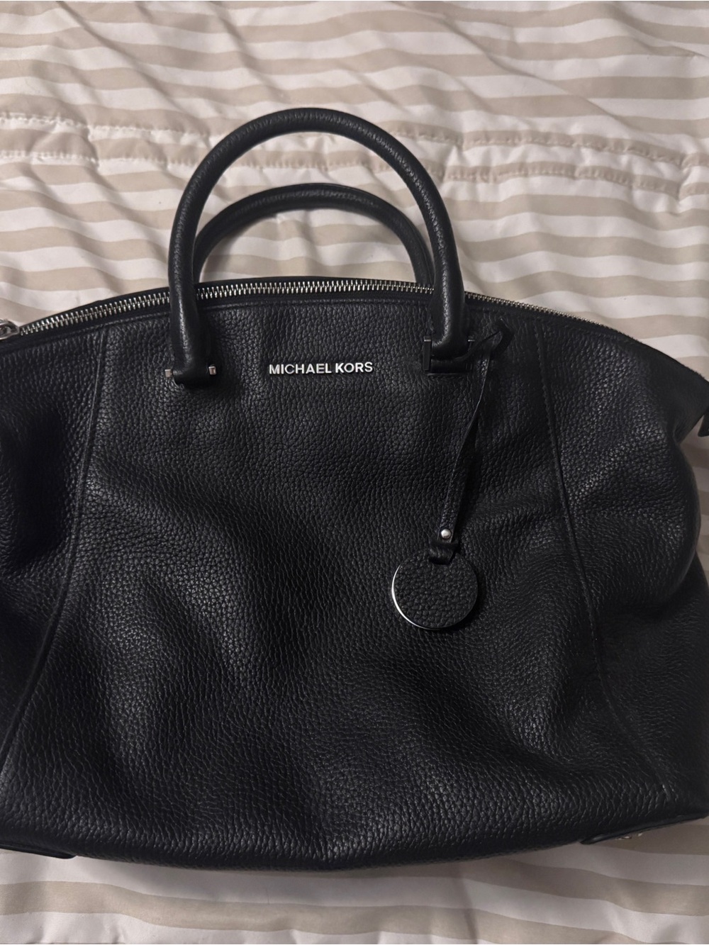 Michael Kors Black Pebbled Leather Double-Handle Satchel